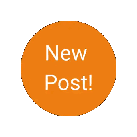 an orange circle that says new post in white letters