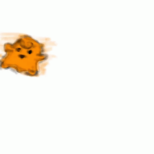 An Orange Ghost With A Swirl On Its Head And The Word Positive Below It GIF