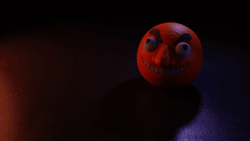 An Orange With A Cartoon Face And Smoke Coming Out Of It GIF