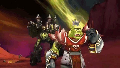 An Orc In A Red And White Shirt With The Letter G On It GIF