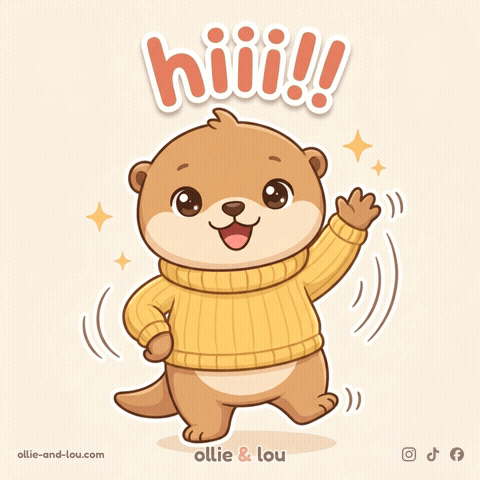 An Otter Wearing A Yellow Sweater Says Hiii !! GIF