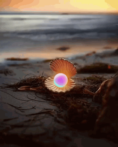 An Oyster Shell With A Pearl Inside Of It GIF
