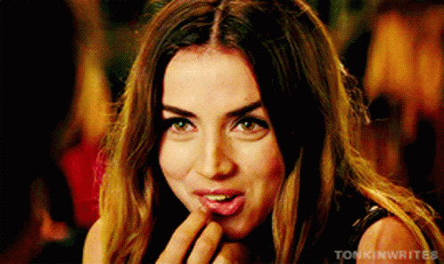 Ana De Armas Flirt Stare Giggles GIF