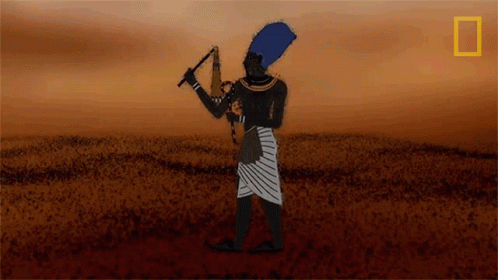 Ancient Egyptian King Holding Spear