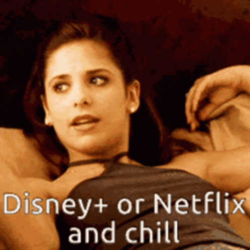 Woman Choosing Disney Plus Or Netflix And Chill GIF