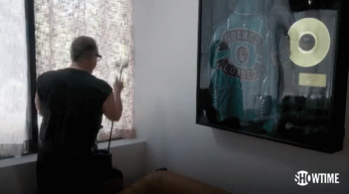 Andrew Dice Clay Breaks Glass With Golf Club GIF