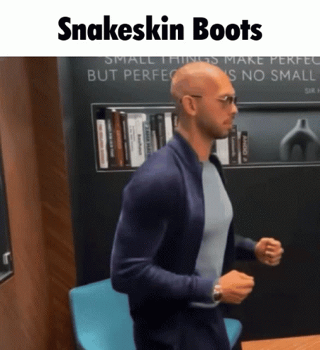 Andrew Tate Snakeskin Boots GIF