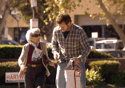 Andy Dwyer Assisting An Old Woman GIF