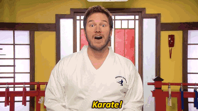 Andy Dwyer Doing A Karate Kick GIF