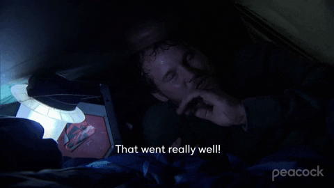 Andy Dwyer Inside A Camping Tent GIF