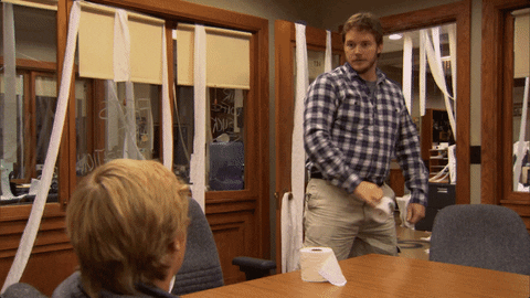 Andy Dwyer Throwing An Object With Force GIF