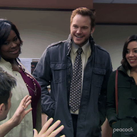 Andy Dwyer With Other Parks And Recreation Characters GIF