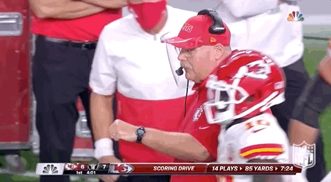 Andy Reid Fist Bump Helmet Tap GIF