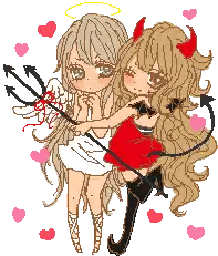 Angel and Devil Pixel Art with Hearts