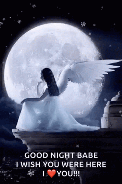 Angel In Full Moon Good Night Babe GIF