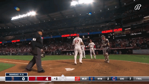 Angels Vs Cubs Baseball Game On Screen GIF