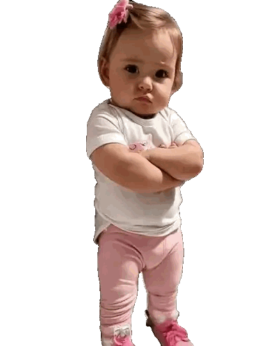 Angry Baby Girl in Pink Pants and White Shirt