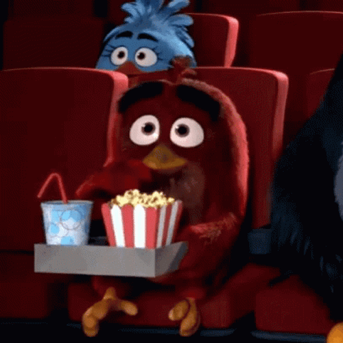 Angry Bird Eating Popcorn Alone Meme GIF