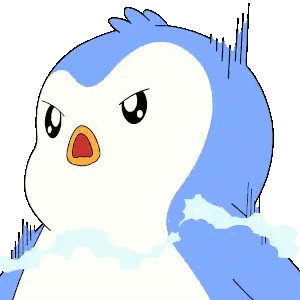 Angry Blue and White Penguin with Red Beak