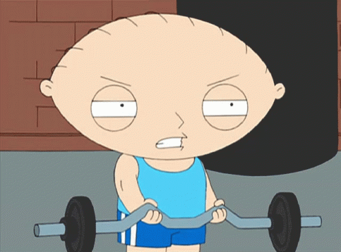 Angry Cartoon Character Lifting Barbell GIF