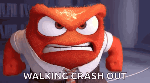 Angry Cartoon Character Walking Crash Out