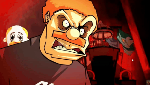 Angry Cartoon Character Wearing T-Shirt With Letter R GIF