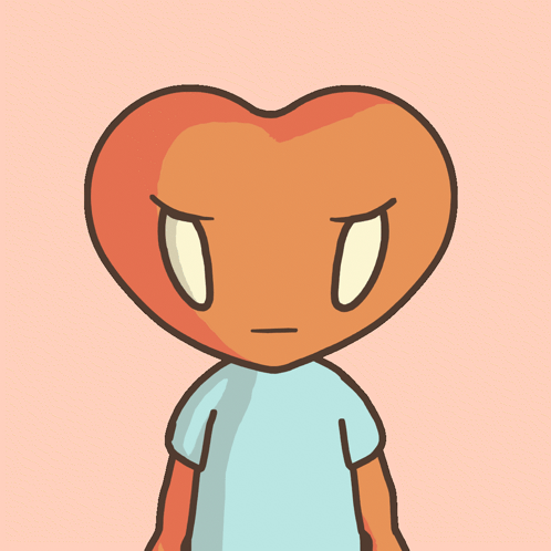 Angry Cartoon Character With Heart Head