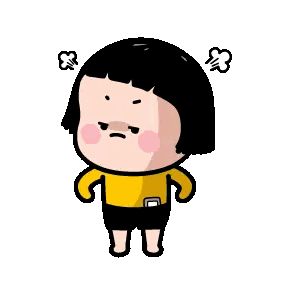 Angry Cartoon Girl with Short Black Hair