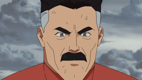 Angry Cartoon Man With Mustache and Red Shirt