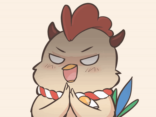 Angry Chicken With Rope Around Neck