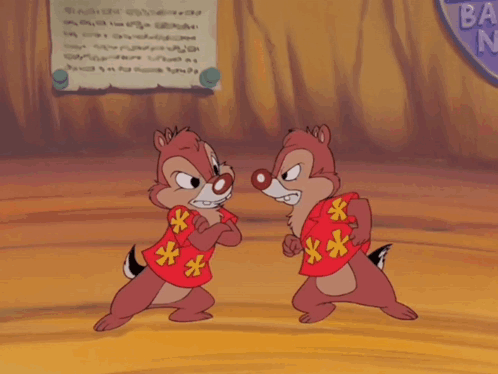 Angry Chip And Dale Fighting GIF