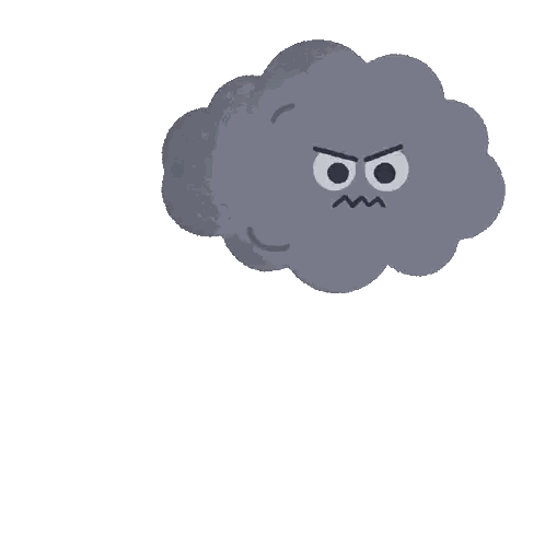 Angry Cloud with Lightning Bolt