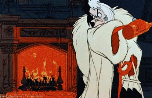 Angry Cruella Cartoon Fireplace Explosion GIF