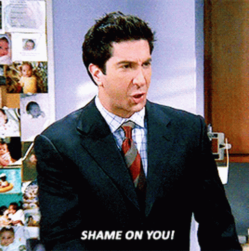 Angry David Schwimmer Shame On You GIF
