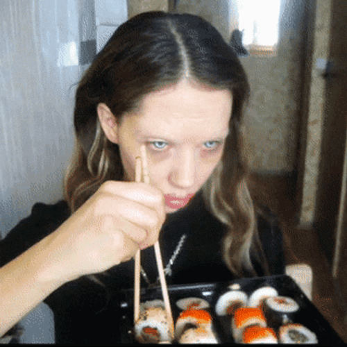 Angry Eating Sushi GIF