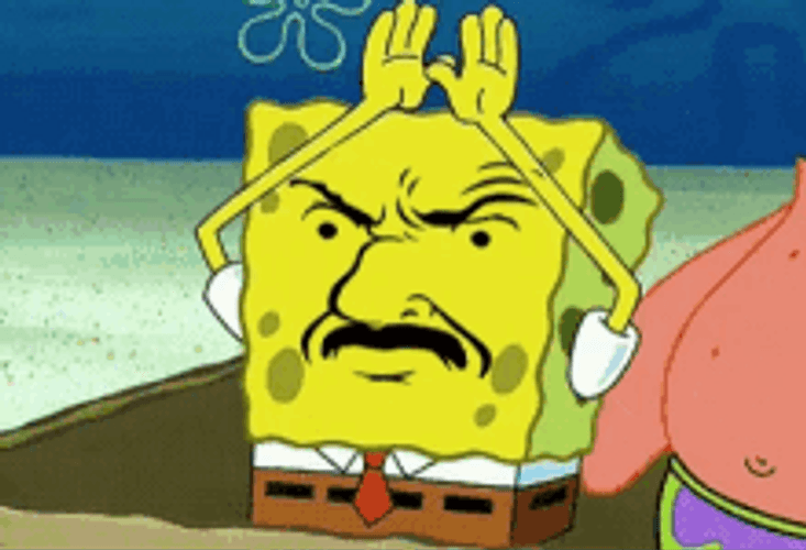 Angry Face Spongebob Rainbow Hands GIF