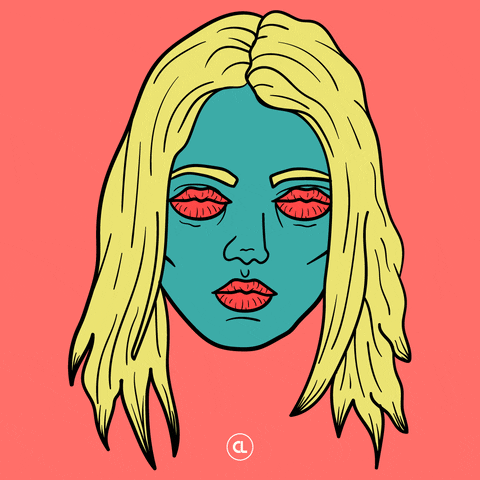 Angry Girl Illustration With Sharp Teeth GIF