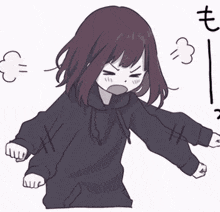 Angry Girl in Black Hoodie Making Funny Face