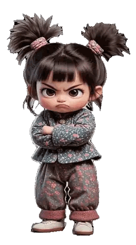 Angry Girl With Pigtails