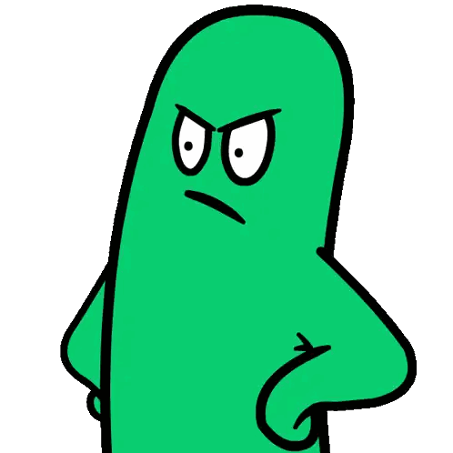 Angry Green Cartoon Character