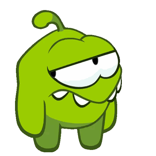 Angry Green Cartoon Character with Big Eyes and Teeth