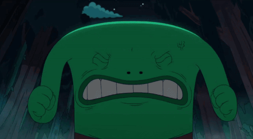 Angry Green Cartoon Character with Tattoo