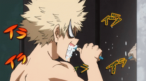 Angry Katsuki Bakugo Brushing Teeth GIF