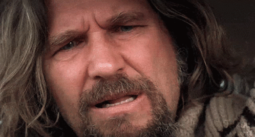 Angry Man with Long Hair and Beard