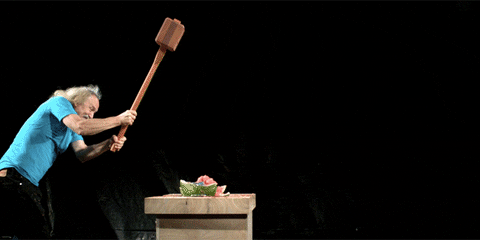 Angry Old Man Smash Watermelon GIF