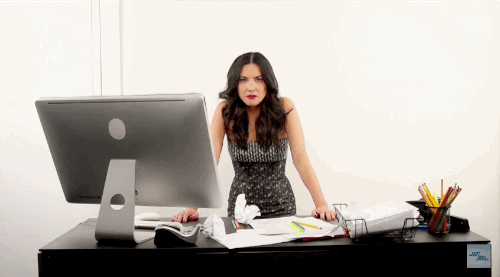 Angry Olivia Munn At Office GIF