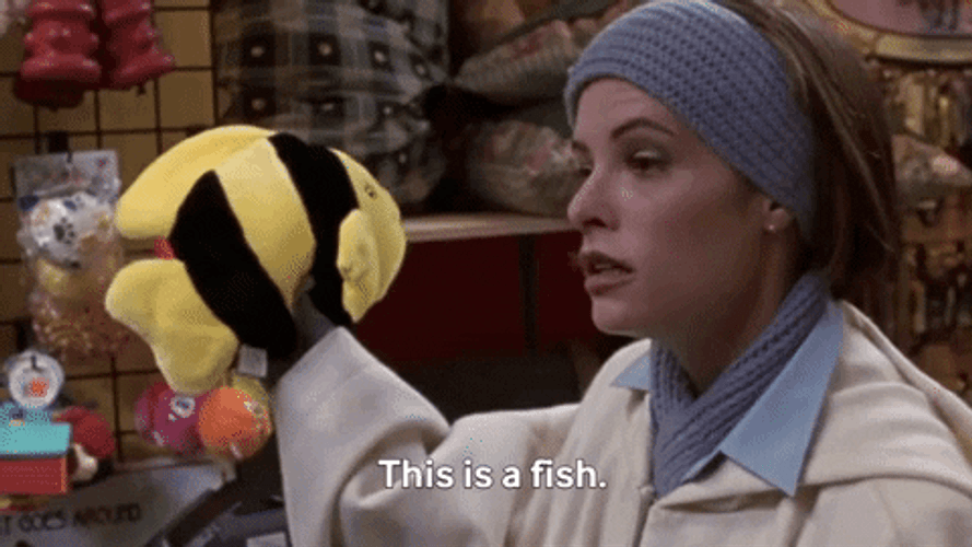 Angry Parker Posey Holding Fish Toy GIF