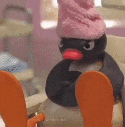 Angry Pingu After Taking Bath GIF