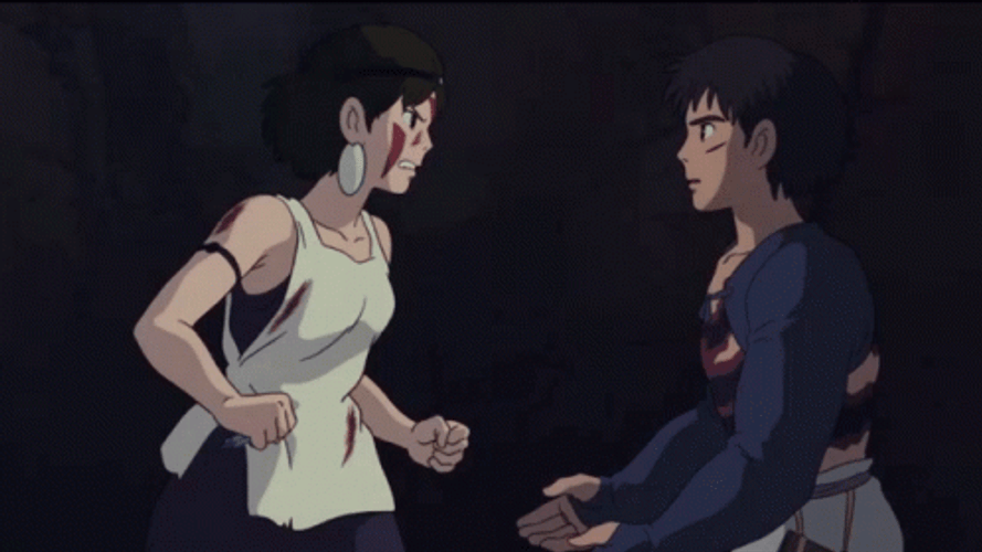 Angry Princess Mononoke Hurting Ashitaka GIF