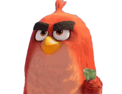 Angry Red Bird Holding Green Object
